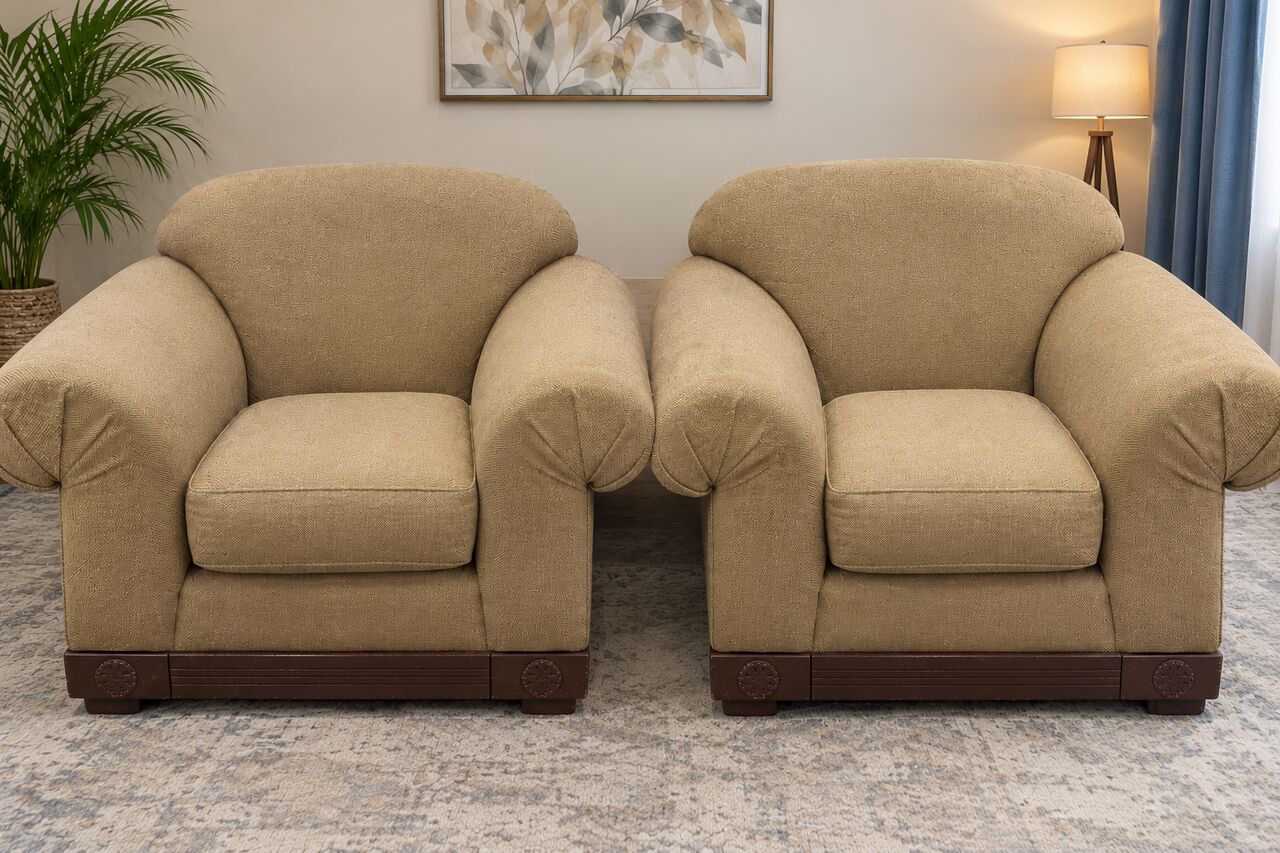 Al Khobar Al Shamalia, Furniture, SAR 120,  Two Cream Color Arm Chairs For Urgent Sale