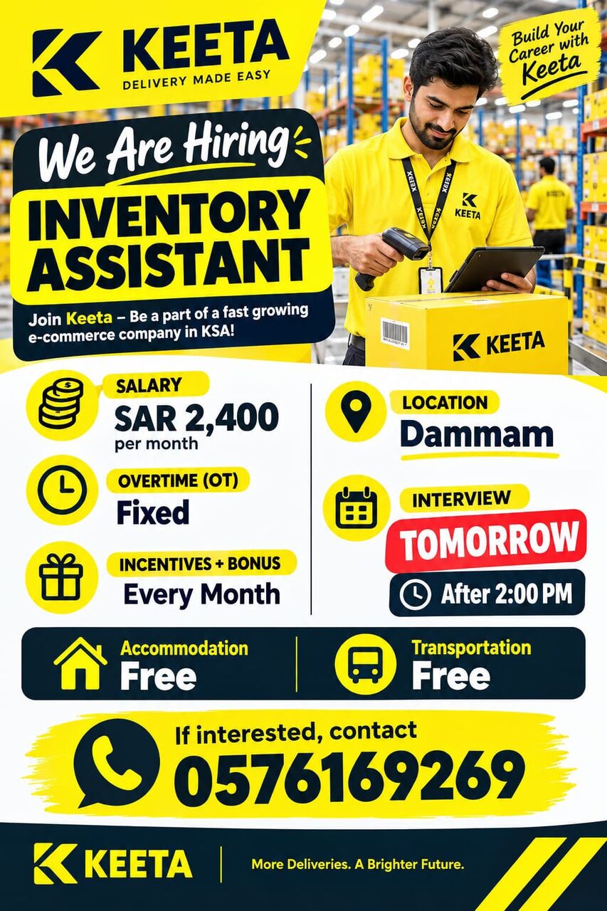 Jubail, Jobs, URGENT HIRING: For Ware House