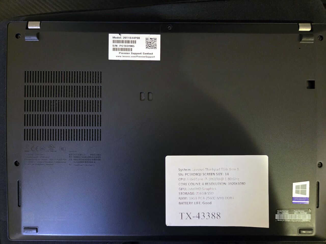 Riyadh, Computers, SAR 1500,  Lenovo ThinkPad T14s Gen 1 - Core I7 VPro, 16GB RAM, 256GB SSD - New Charger + Mouse + Sle