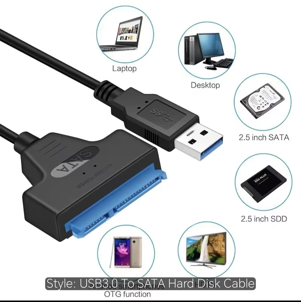 Riyadh, Computers, SAR 15,  USB 3.0 To SATA Hard Drive Adapter Cable