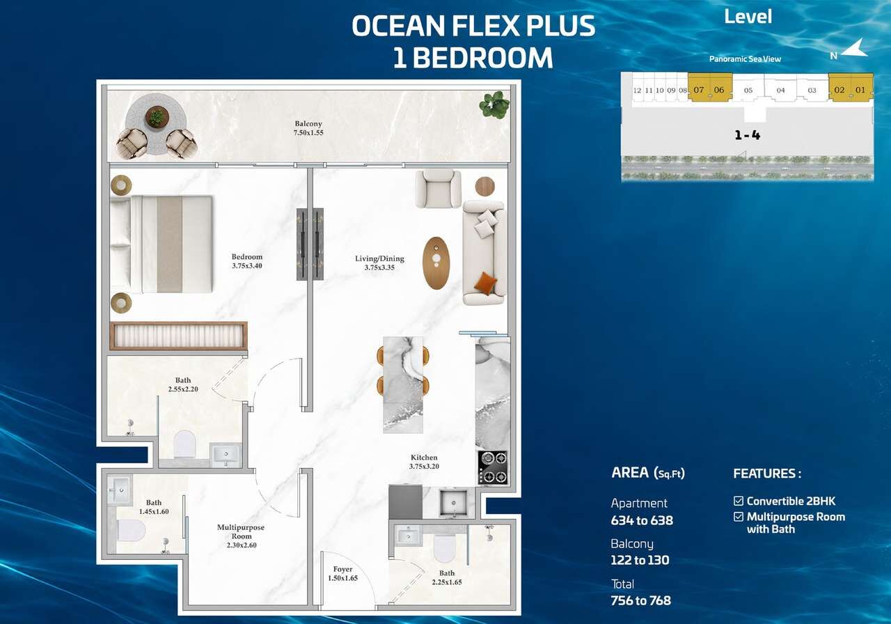 Dubai, Real Estate For Sale, USD 1157275,  2 BR,  98 Sq. Meter,  2-Bedroom Apartment In Shahrukhz Residences By Danube | Dubai Maritime City