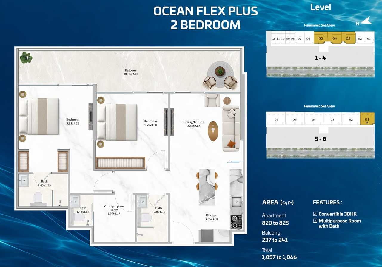 Dubai, Real Estate For Sale, USD 1157275,  2 BR,  98 Sq. Meter,  2-Bedroom Apartment In Shahrukhz Residences By Danube | Dubai Maritime City
