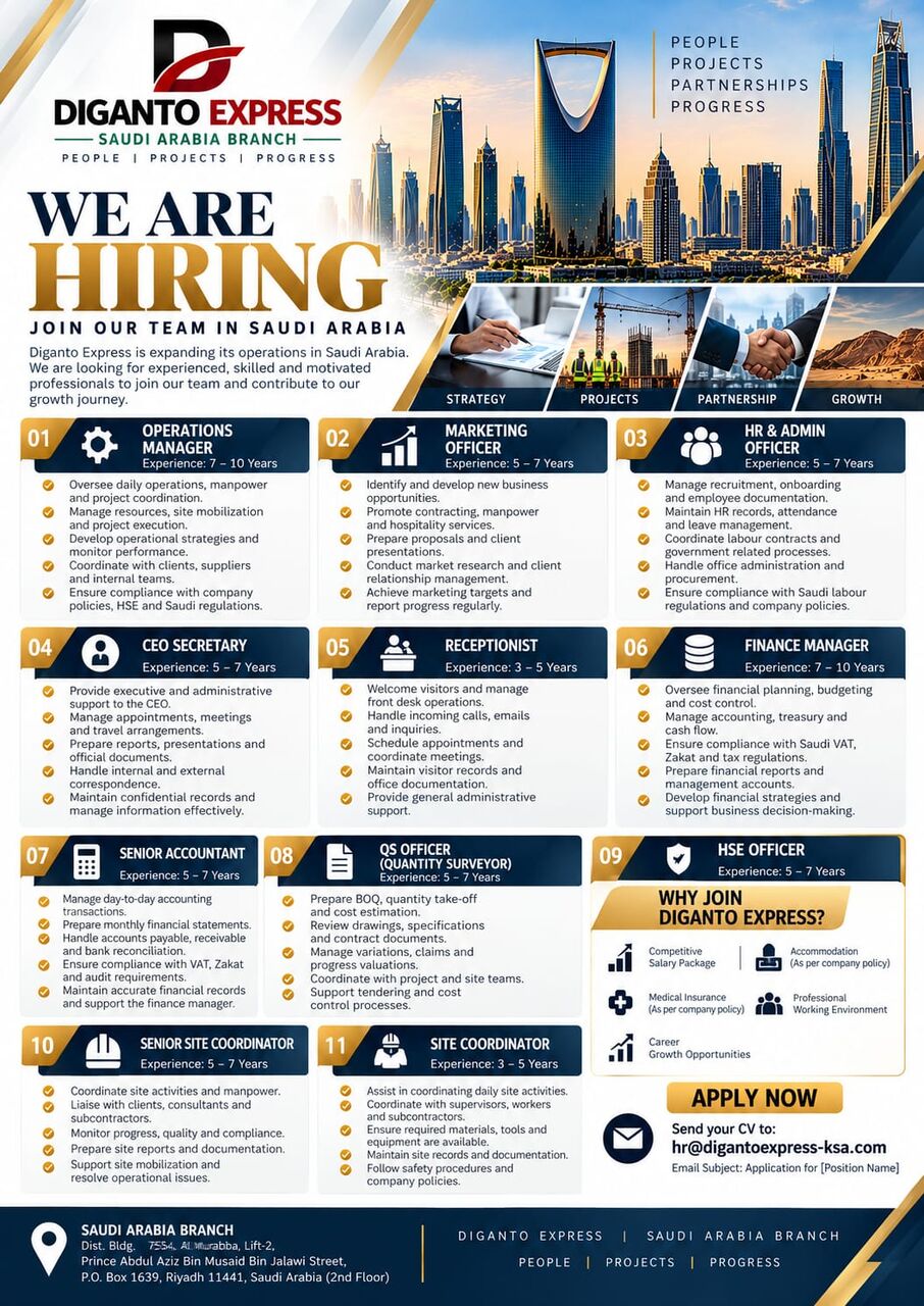 Al Murabba, Jobs, Operations Manager And Other Roles