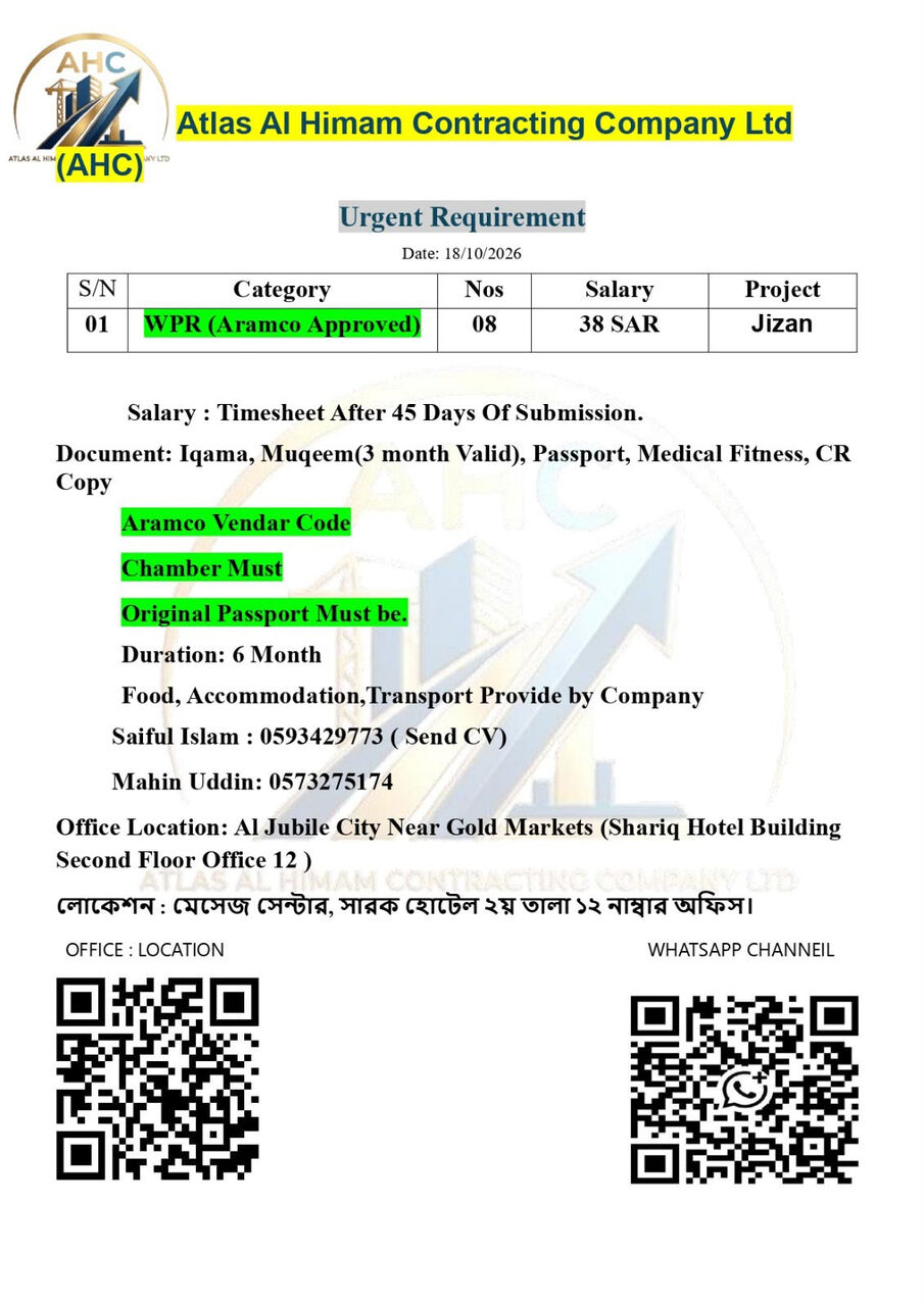 Riyadh, Jobs, WPR (Aramco Approved)