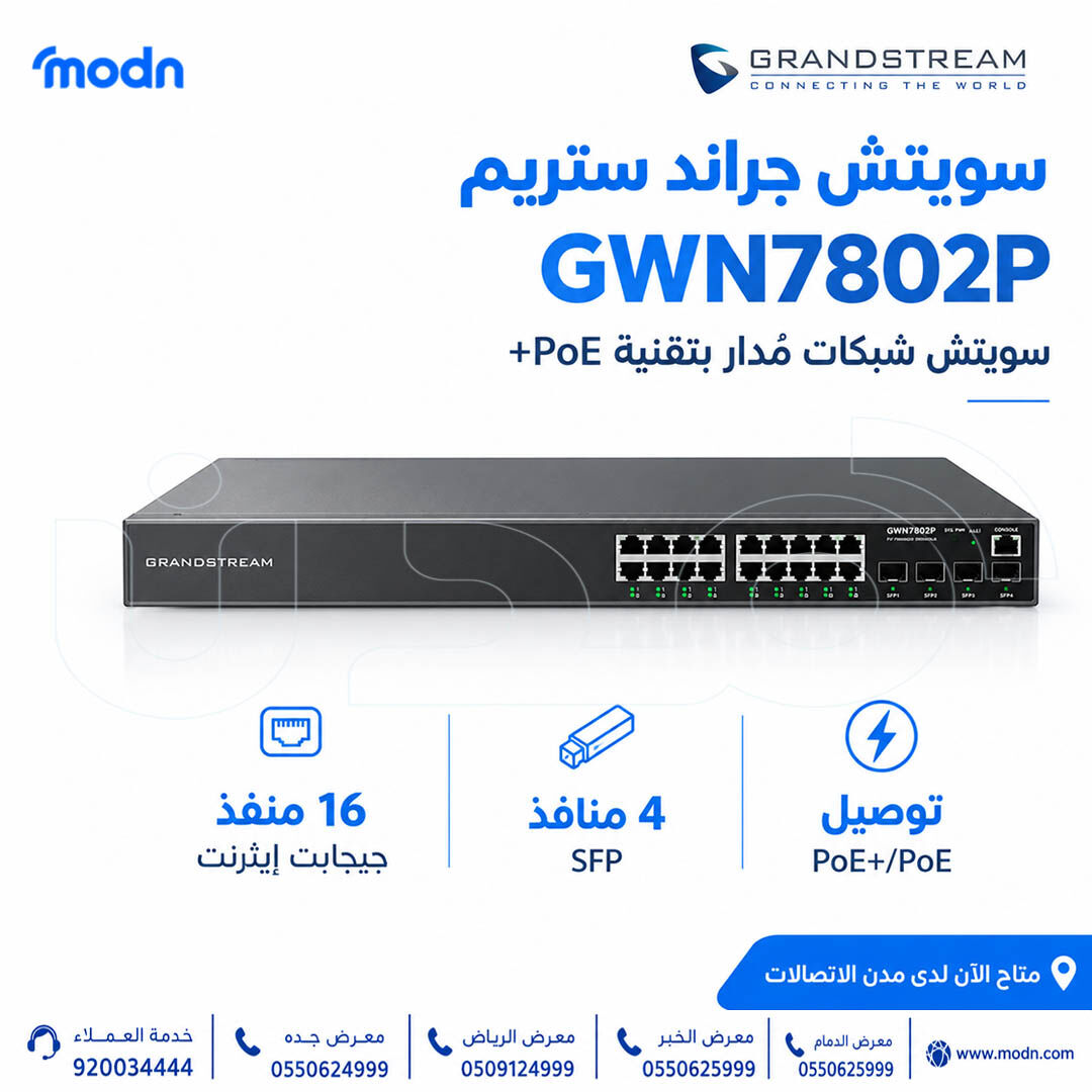 Riyadh, Electronics, SAR 1,  سويتش جراند ستريم GWN7802P – سويتش شبكات +PoE