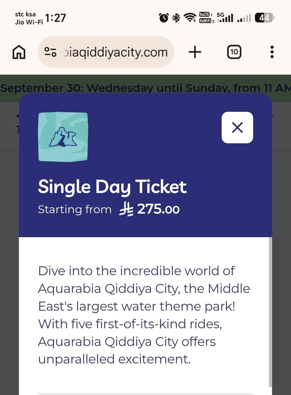 Riyadh, Tickets, SAR 200,  SAR200 Qiddiya City -AquaArabia Park Single Day Ticket For Sale
