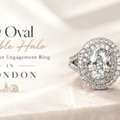 GBP 3250,  Luxury 1ct Oval Double Halo Split Shoulder Engagement Ring