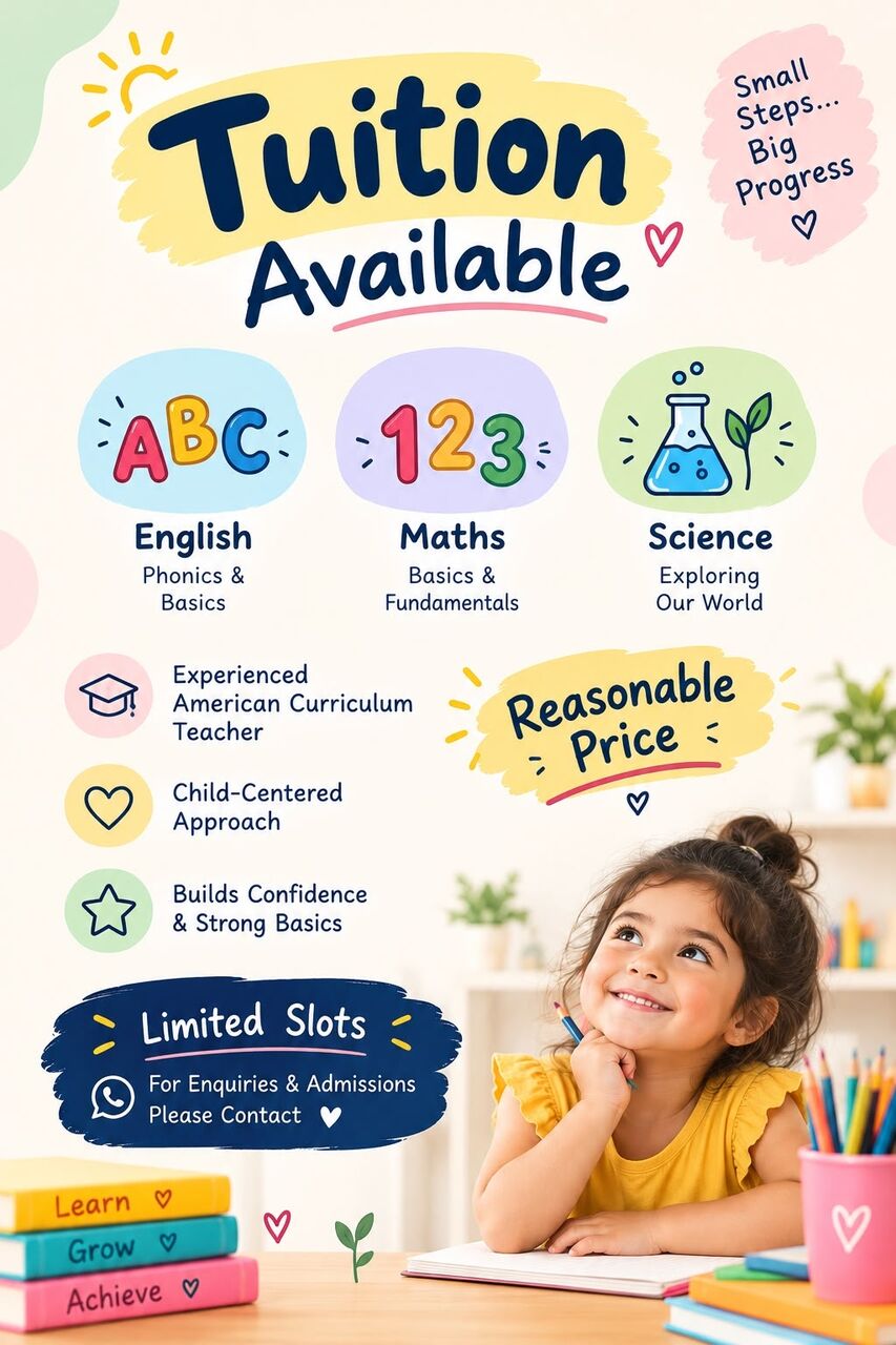 Al Malaz, Lessons Offered, Tuition Classes For Kids &ndash; English, Maths & Science