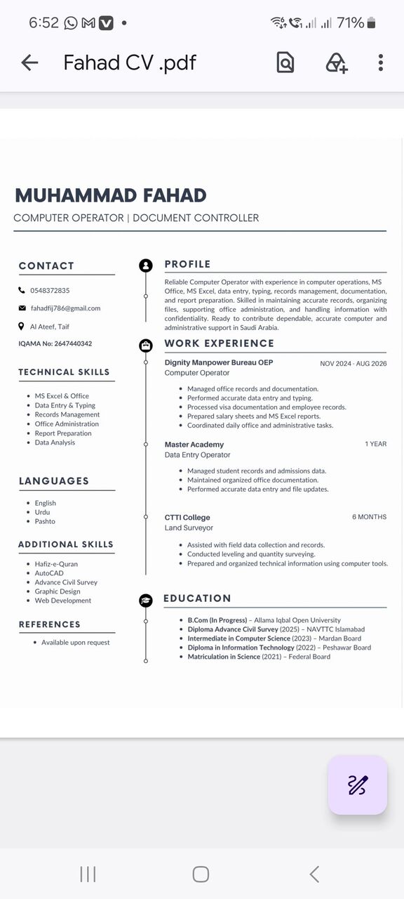 Jeddah, Job Seekers, Data Entry