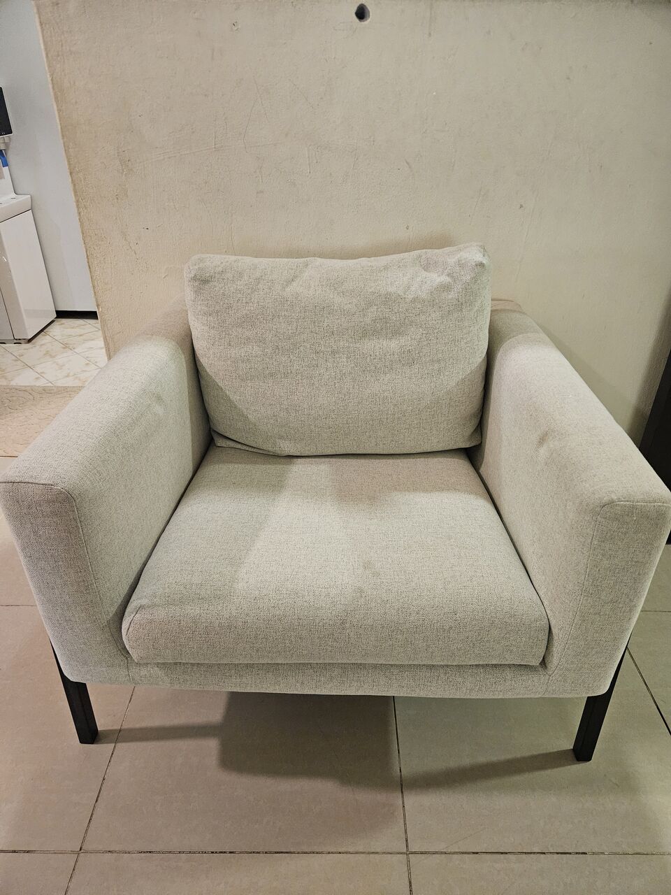 Al Aqeeq, Furniture, SAR 380,  Single Seater White Sofa (IKEA) For Sale