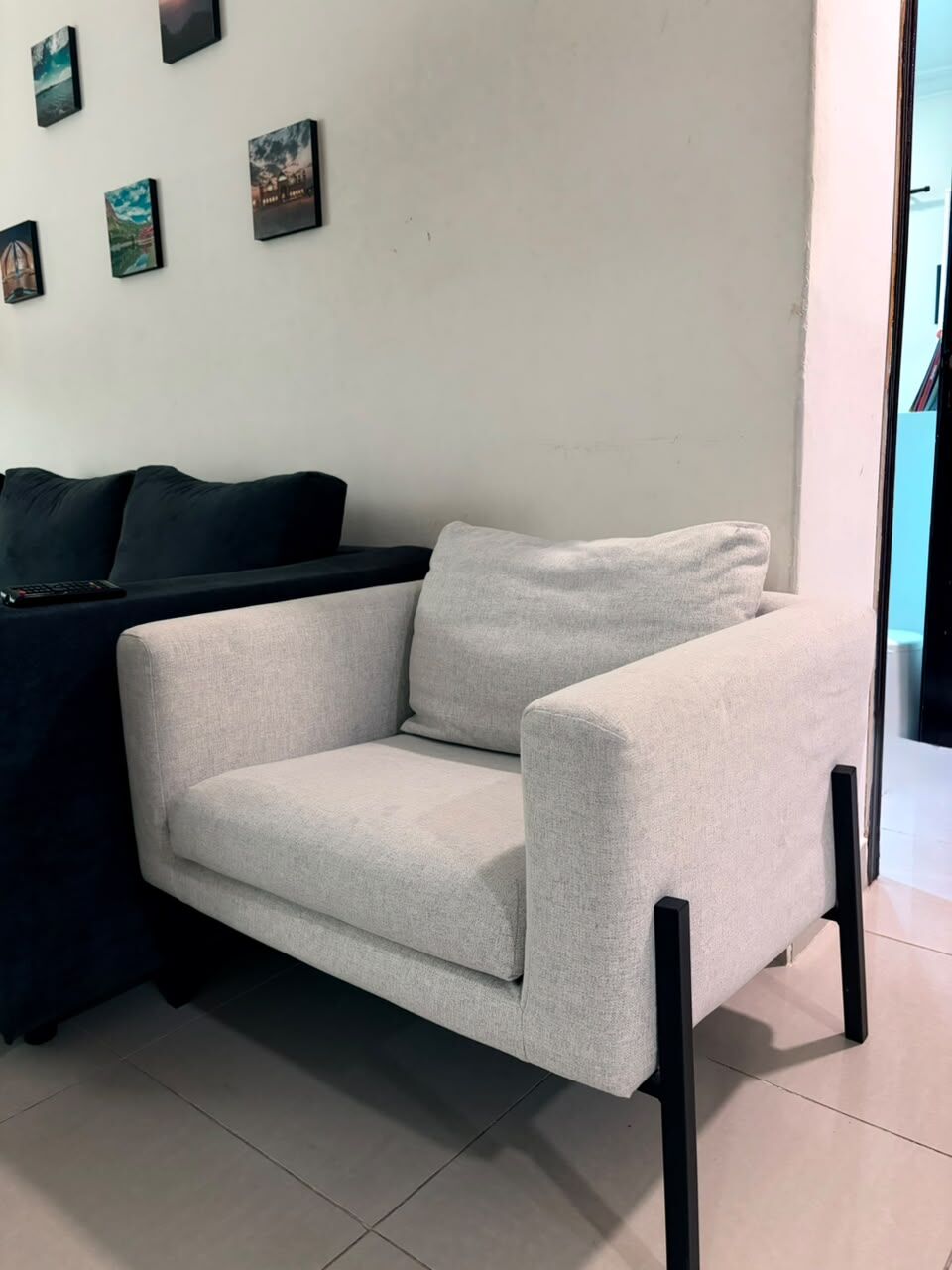 Al Aqeeq, Furniture, SAR 380,  Single Seater White Sofa (IKEA) For Sale
