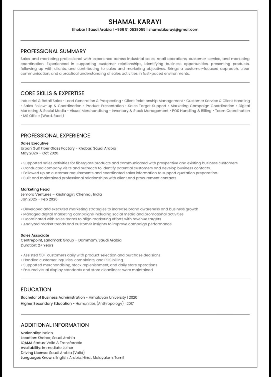Dammam, Job Seekers, Sales