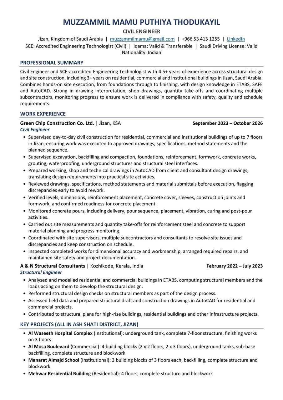 Dammam, Job Seekers, Civil Engineer, Civil Site Engineer, Immediate Joiner, Valid And Transferable Iqama, 4.5y
