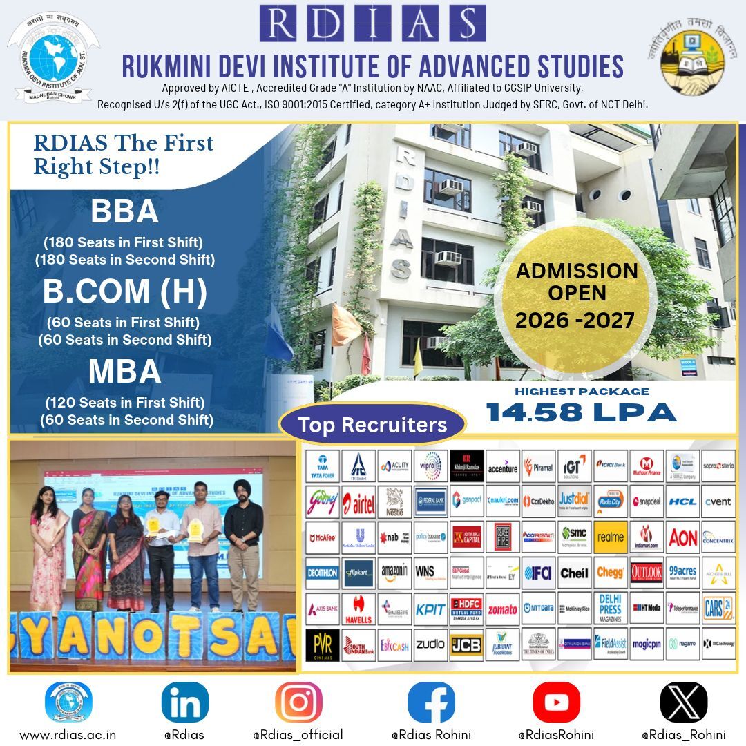 New Delhi, Education, Top MBA Colleges Accepting CMAT Score In Delhi NCR (2027 Admissions Guide) - RDIAS