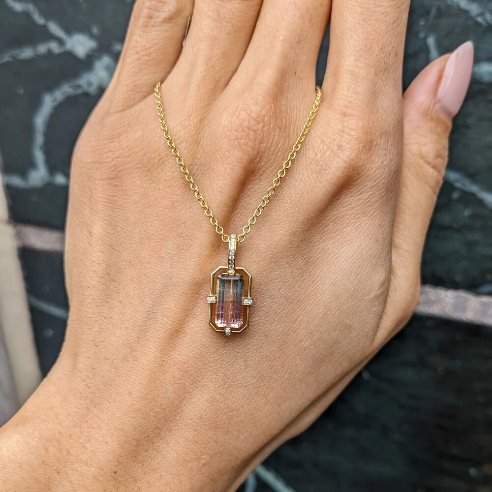 New York, Jewelry, Bi Color Tourmaline Pendant &ndash; Elegant Gemstone Jewelry