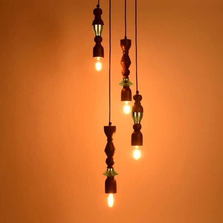 New York, Household Items, USD 119,  Jodha Gold Cluster Hanging Lamp | Wooden Pendant Light