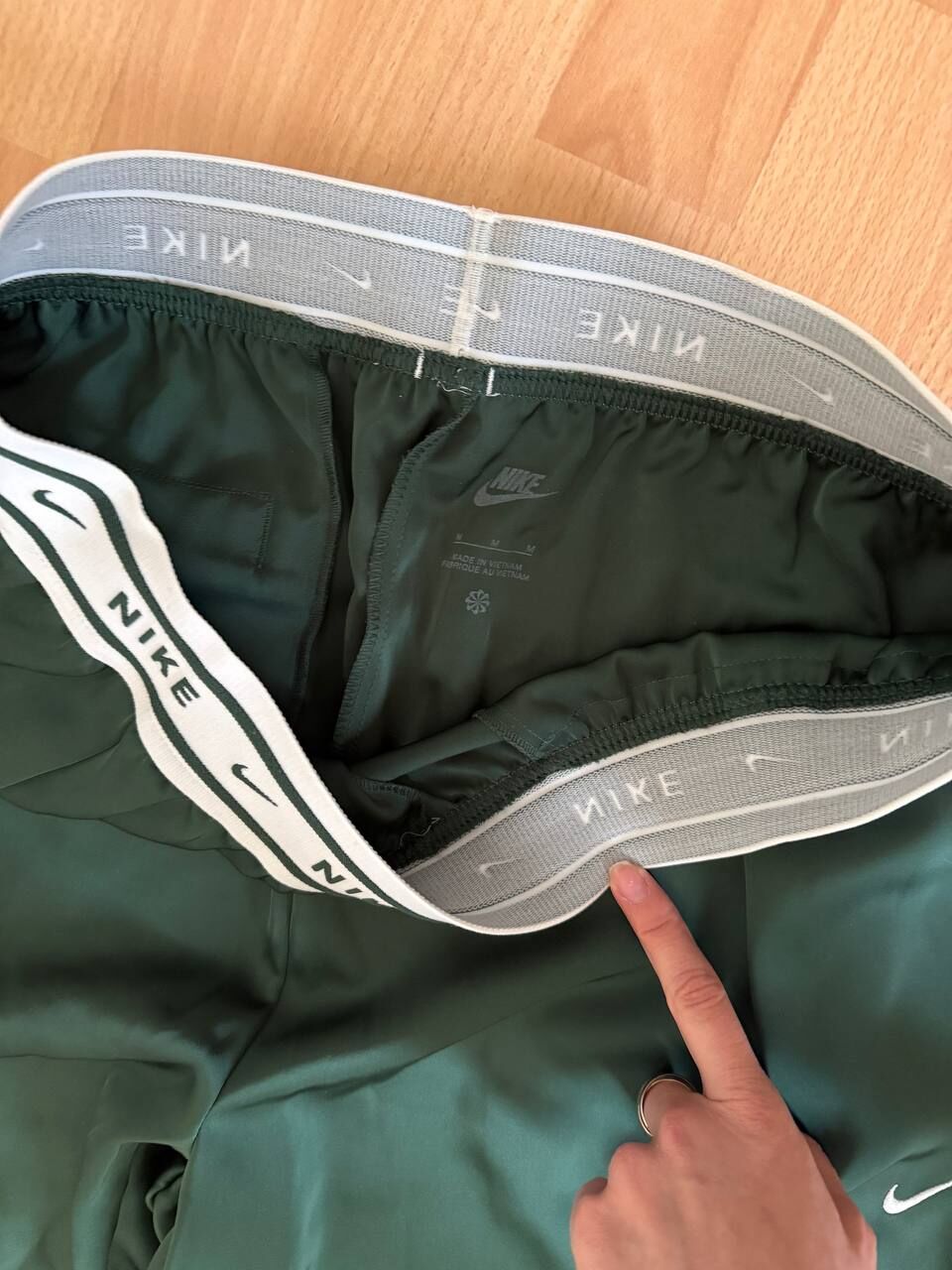 Al Janadriyah, Clothing & Accessories, SAR 110,  Nike Green Satin Wide-Leg Trousers Size M - SAR 110