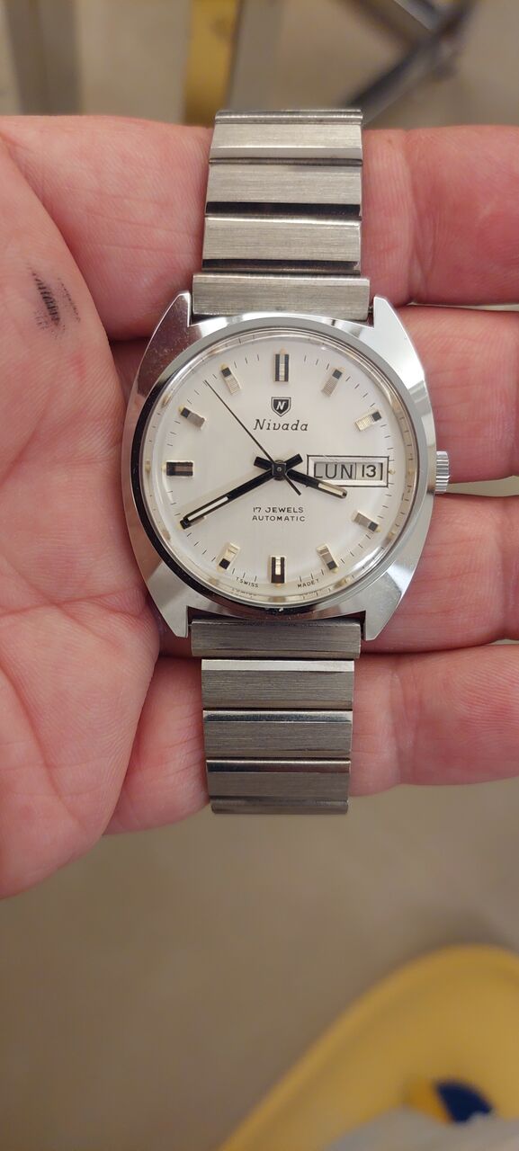 Riyadh, Watches, SAR 1350,  Nivada Automatic Watch NEW (Vintage Of 60 Years Old) For Men Original Swiss Made