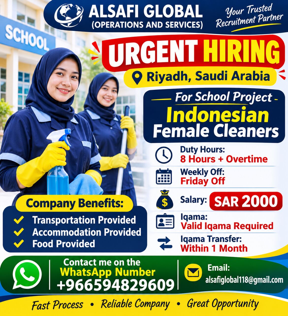Riyadh, Cleaning, Urgent Hiring