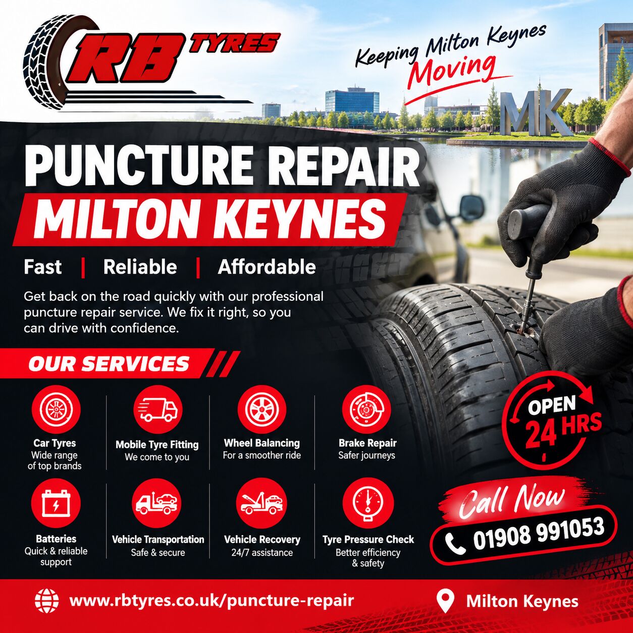 London, Auto Parts, GBP 22,  Fast Puncture Repair Milton Keynes &ndash; RB Tyres