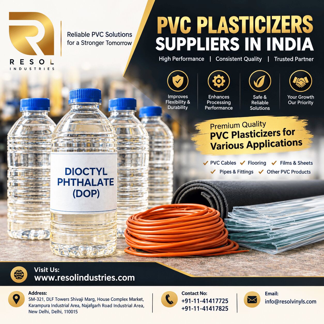 New Delhi, Materials, PVC Plasticizers Suppliers In India &ndash; DOP, DOTP & DINP | Resol Industries