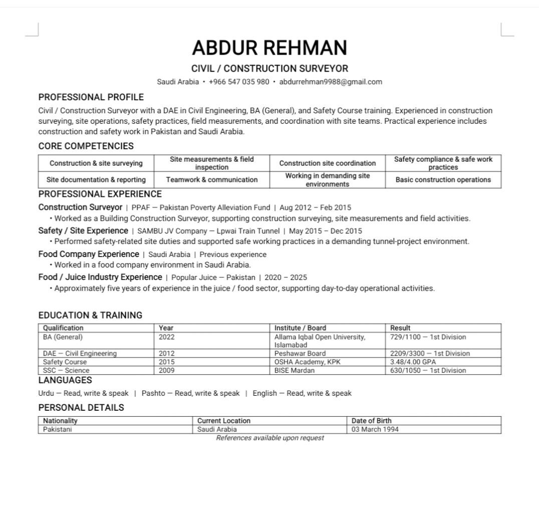 Jeddah, Job Seekers, My Name Is Abdur Rehman  I Am From Pakistan Now In Saudi Arabia Jeddah