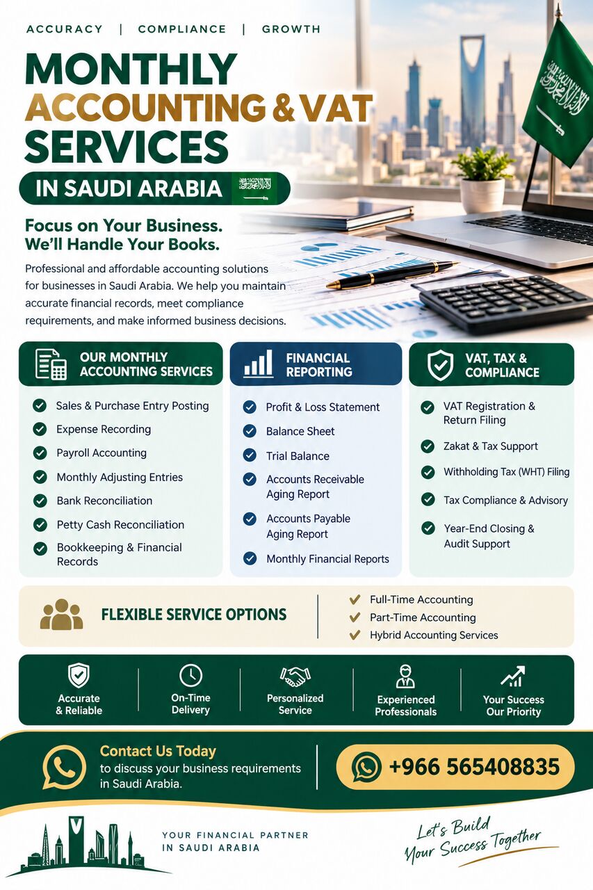 Riyadh, Accounting, Free Up Your Time: Outsourced Monthly Accounting For Growing Small Businesses