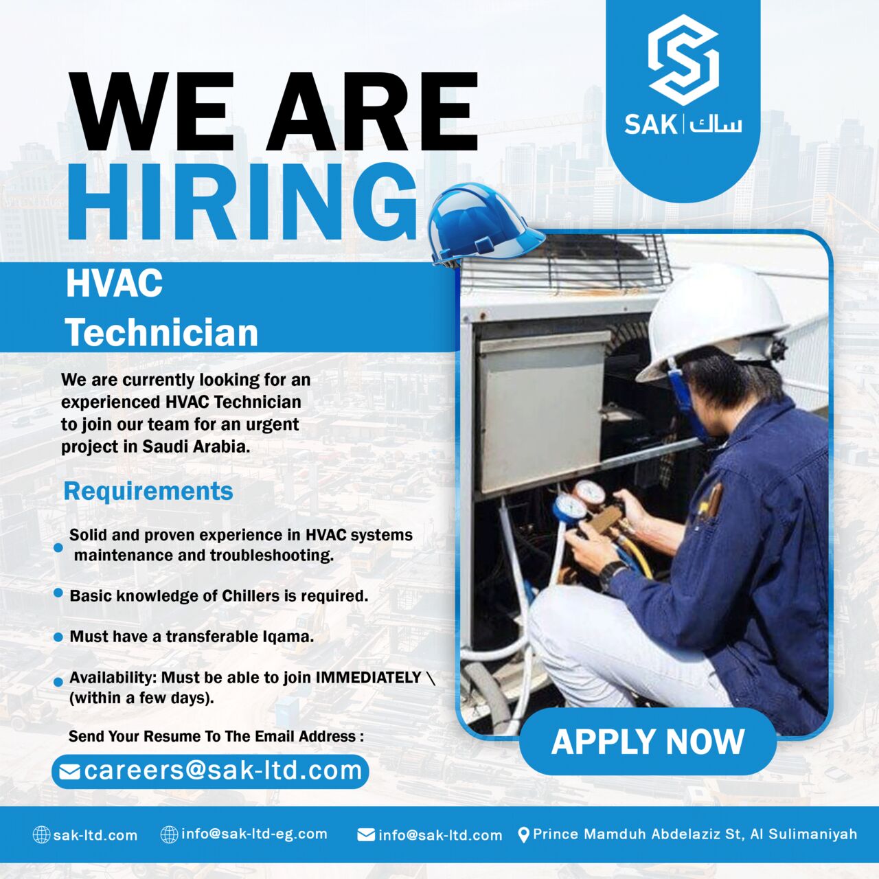 Riyadh, Jobs, HVAC TECHNICAN
