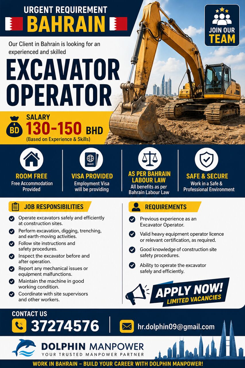 Jidhafs, Jobs, WE ARE HIRING EXCAVATOR OPERATOR