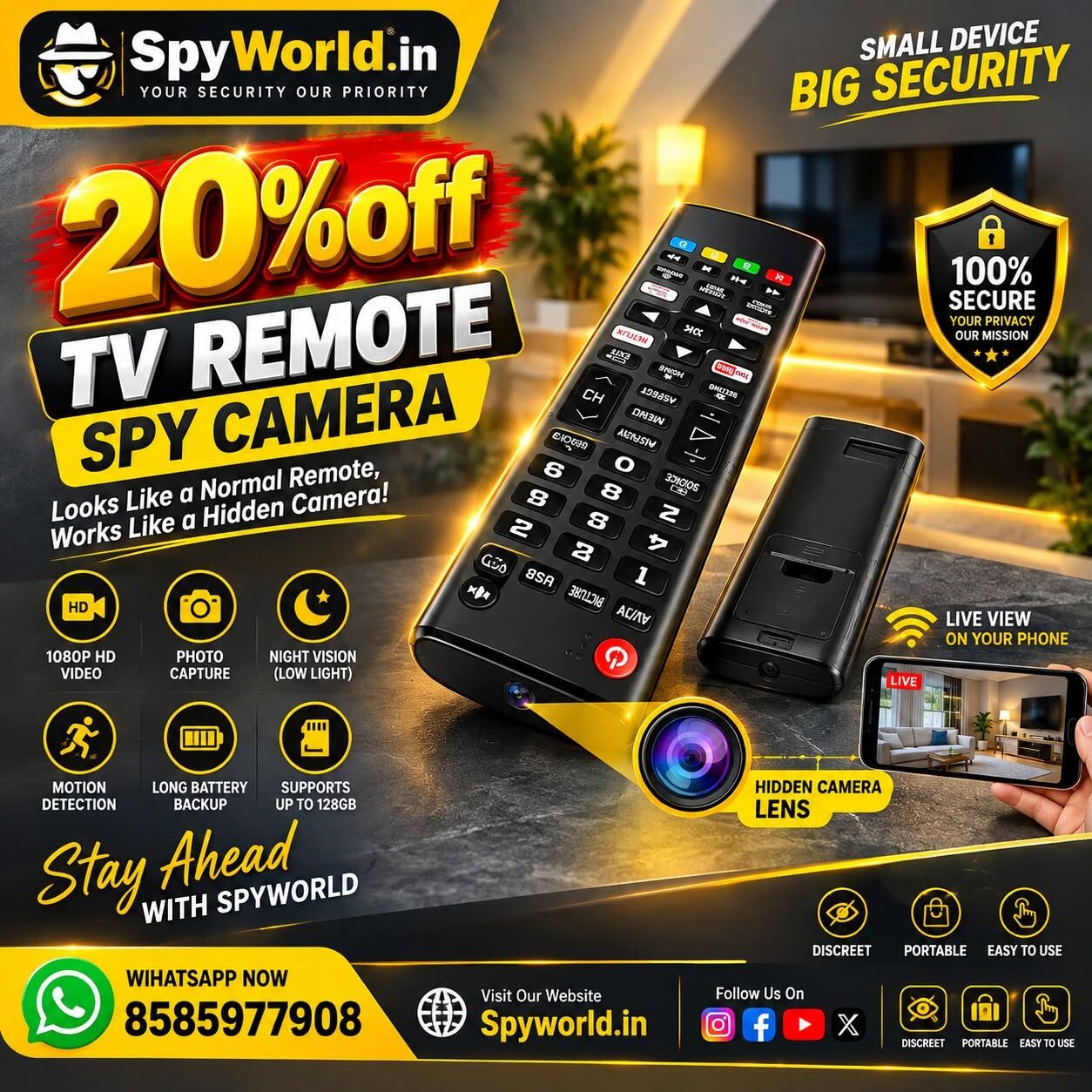 New Delhi, Electronics, INR 7999,  4K Hidden Camera Dealer In Shadipur Metro At Spy World
