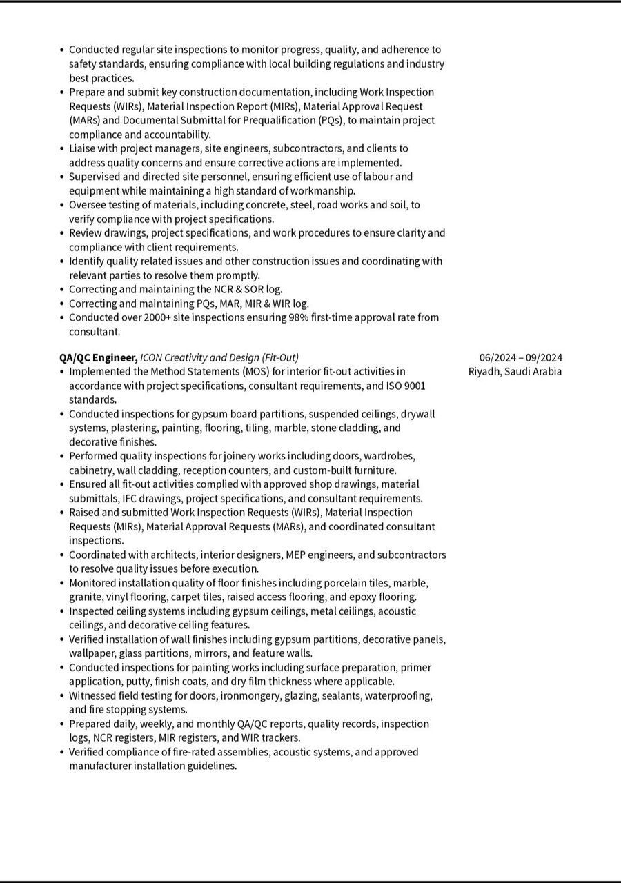 Riyadh, Job Seekers, QAQC ENGINEER