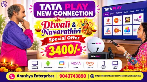 Chennai, Electronics, INR 3600,  Tata Play HD Connection In Kallakurichi | New DTH Connection Offers | 9043743890