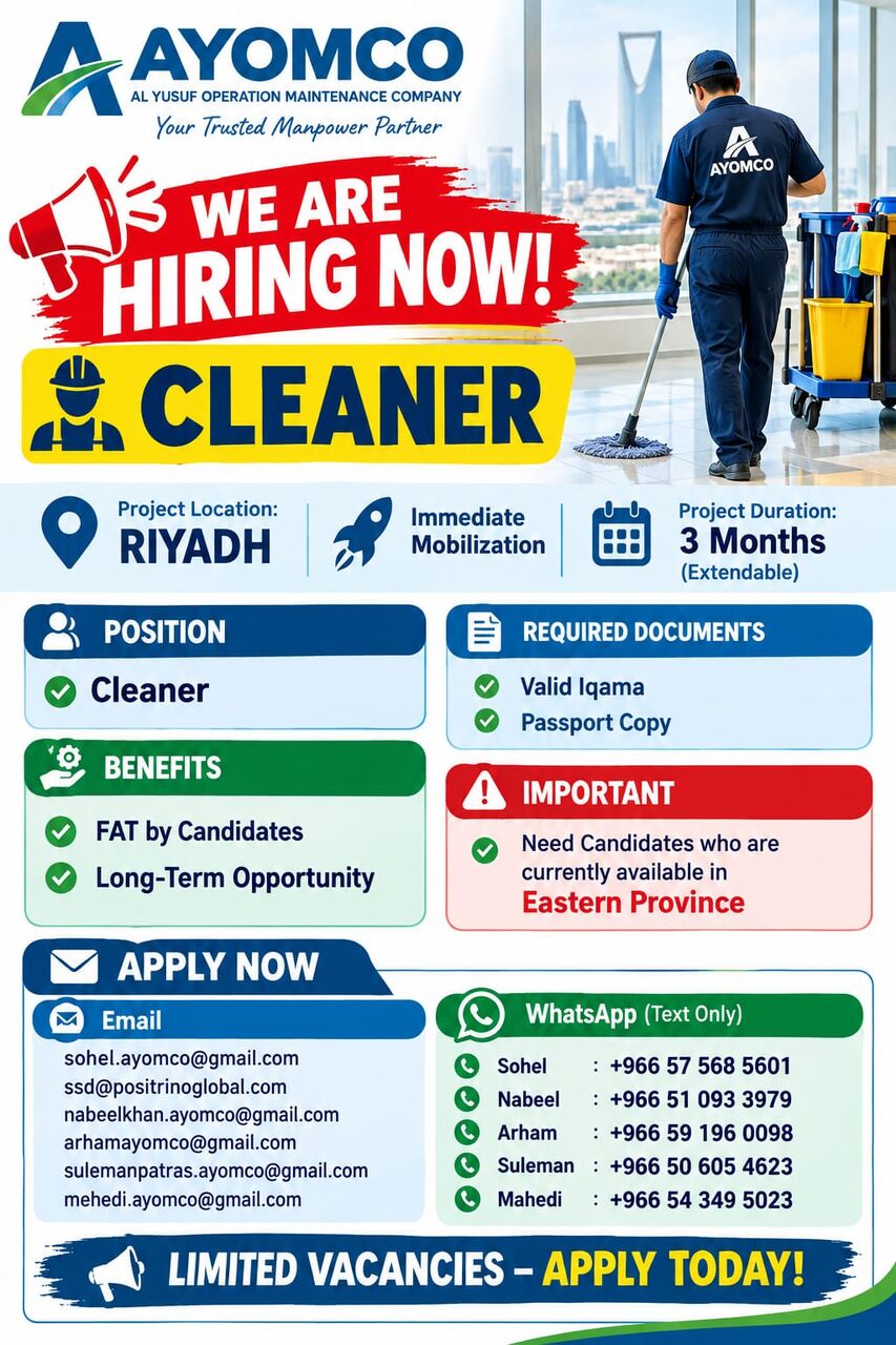Riyadh, Jobs, CLEANERS