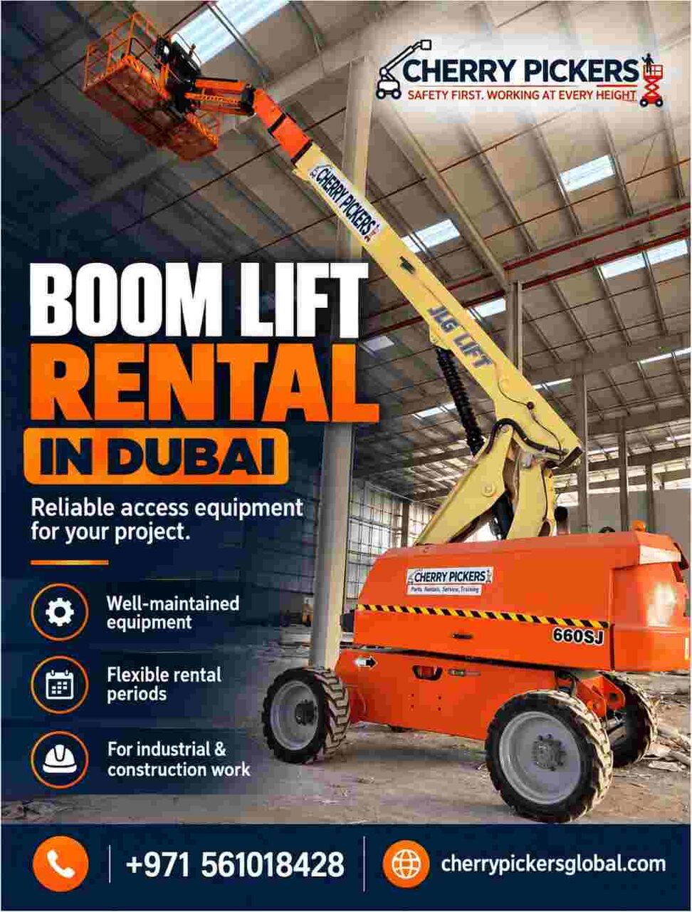 Dubai, Equipment Rental, Boom Lift For Rent In Dubai For Elevated Work