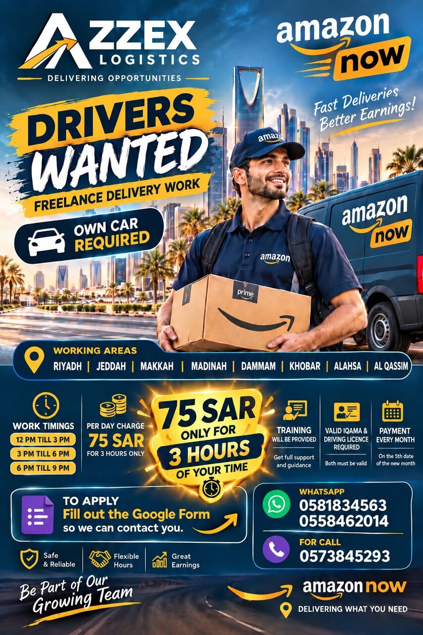 Jeddah, Jobs, Courier Delivery 3 Hours FREELANCER OWN CAR Jeddah