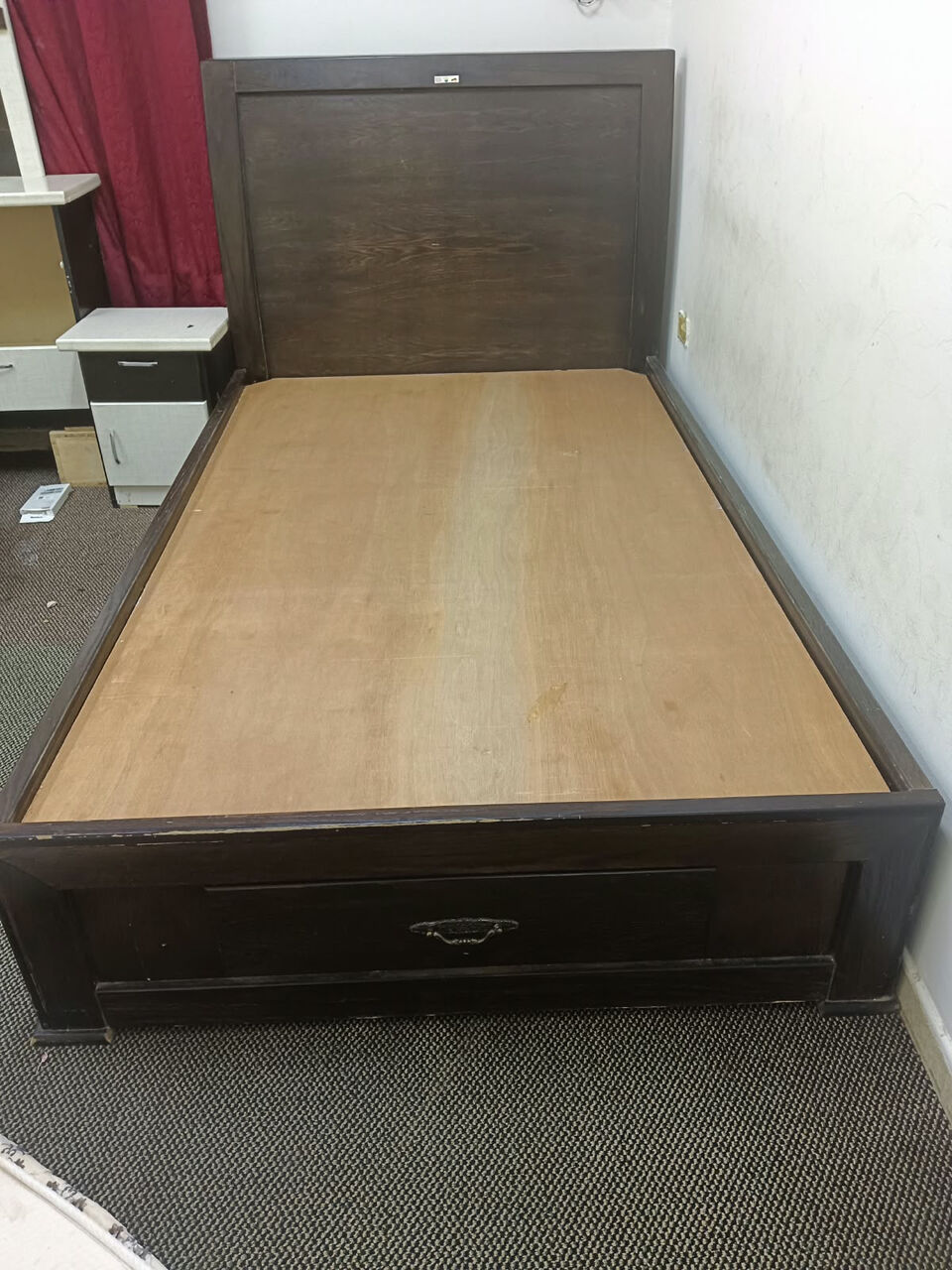 Khobar, Furniture, SAR 500,  Single Wooden Bed Frame With Mattress Available For Sale