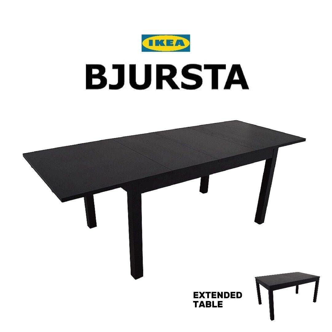 Al Iskan, Furniture, SAR 950,  950SAR/IKEA Bjursta Extendable Dining Table In Dark Brown With 4 Chairs