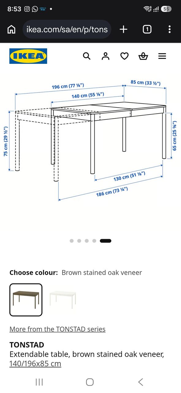 Al Iskan, Furniture, SAR 950,  950SAR/IKEA Bjursta Extendable Dining Table In Dark Brown With 4 Chairs