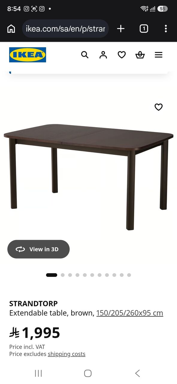 Al Iskan, Furniture, SAR 950,  950SAR/IKEA Bjursta Extendable Dining Table In Dark Brown With 4 Chairs