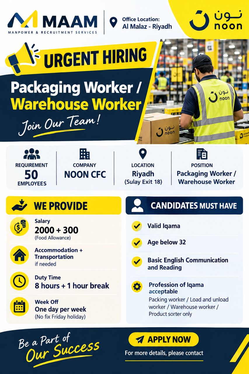 Riyadh, Jobs, Warehouse Worker