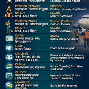 Female - Housekeeping And Male - Outdoor Cleaner (Jeddah Airport)