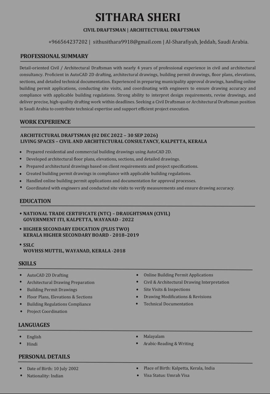 Riyadh, Job Seekers, Civil Engineering Draftsman (2D AutoCAD)