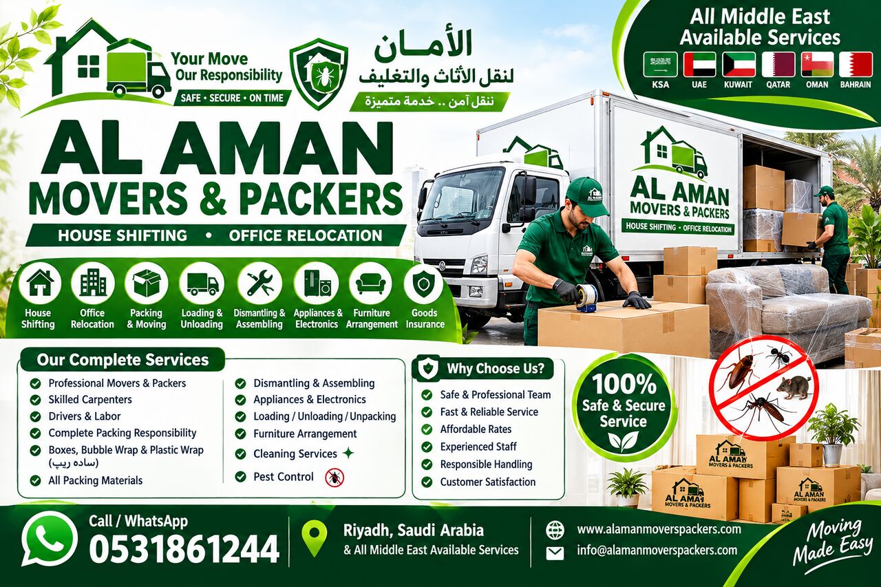 Riyadh, Apartments, Flats, Houses & Villas, Best Movers And Packers Near You | Al Aman Movers & Packers