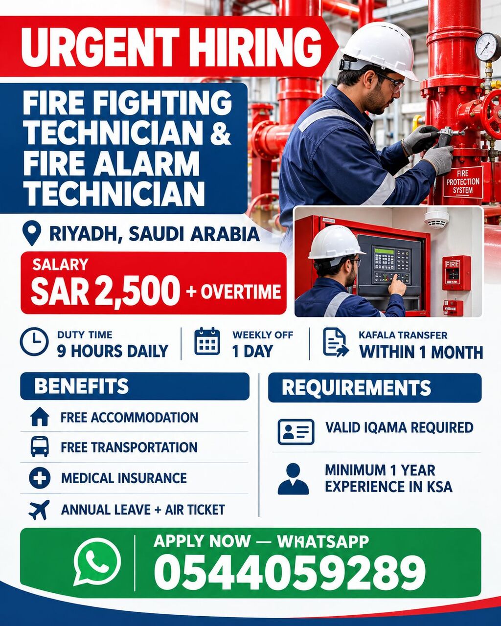 Riyadh, Jobs, Fire Fighter Technician & Fire Alarm. Technician