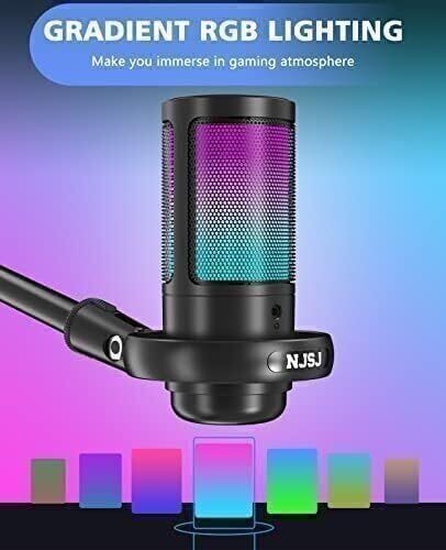 Riyadh, Electronics, SAR 75,  NJSJ USB Microphone - Condenser With Touch Mute, RGB - SAR 75 SAR