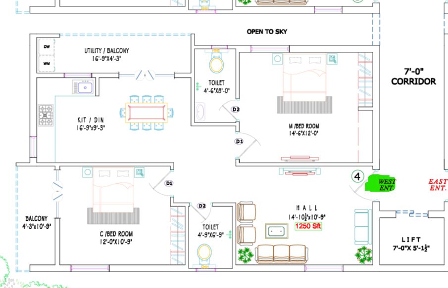Hyderabad, Real Estate For Sale, INR 8250000,  2 BR,  1250 Sq. Feet,  2BHK Flat In IDEAL TRESCO Apartment, Friends Colony, Hyderabbad