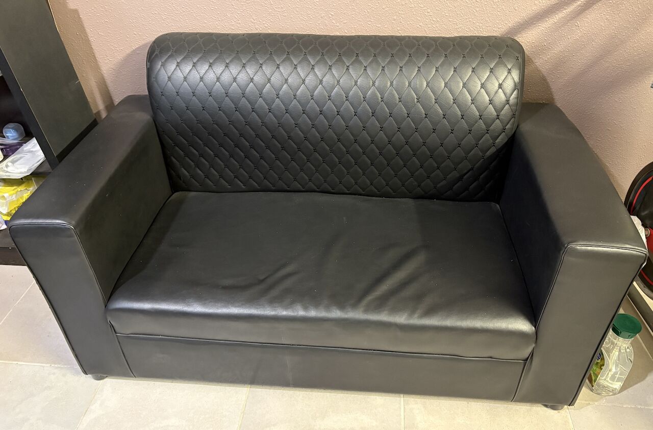 Madinah, Furniture, SAR 1500,  Black Leather Sofa Set &mdash; 4 Pieces