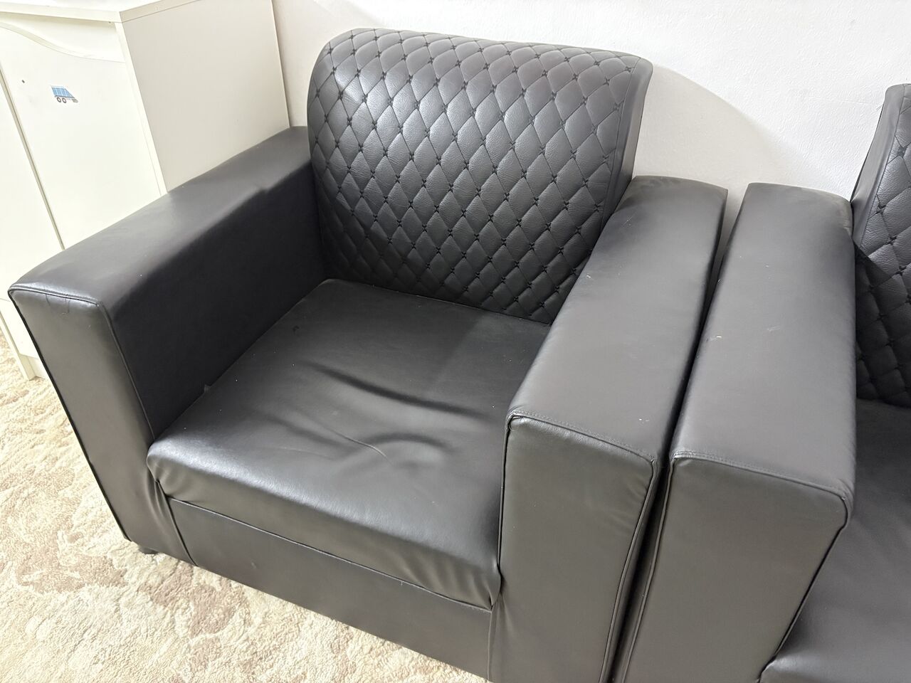 Madinah, Furniture, SAR 1500,  Black Leather Sofa Set &mdash; 4 Pieces