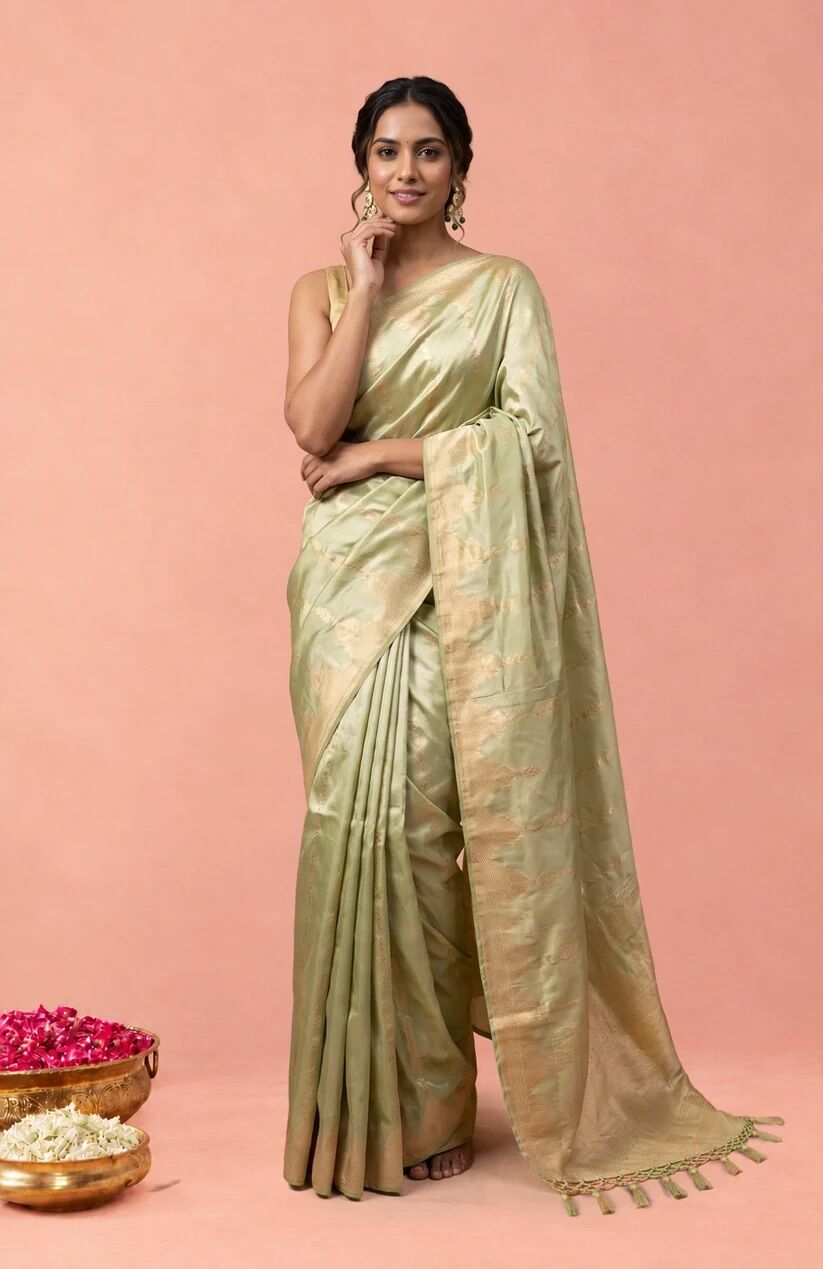 Kurnool, Businesses For Sale, Pista Green Banarasi Saree Designs | Mavuris