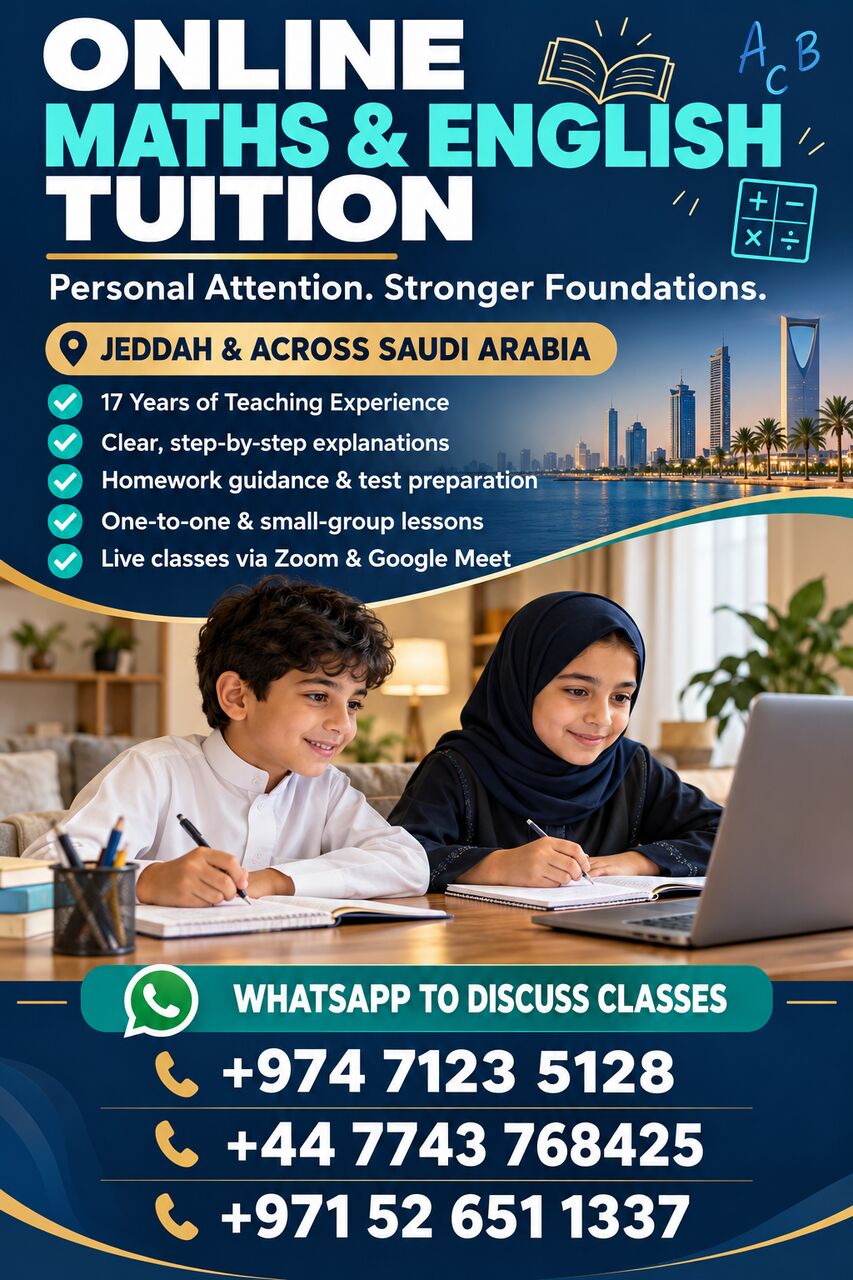 Al Aziziyah, Lessons Offered, Online Maths & English Tuition In Jeddah | Personalised Support, Stronger Foundations
